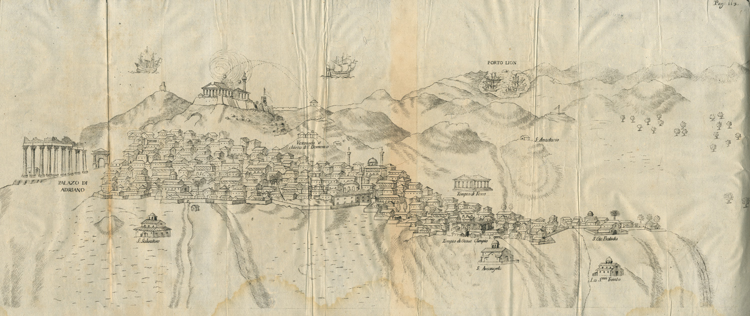 North eastern view of Athens and the bombardment of the Acropolis by the Venetians in September 1687 Fanelli Francesco 1695